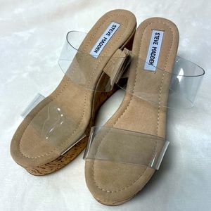Steve Madden 4” Clear Strap Wedge